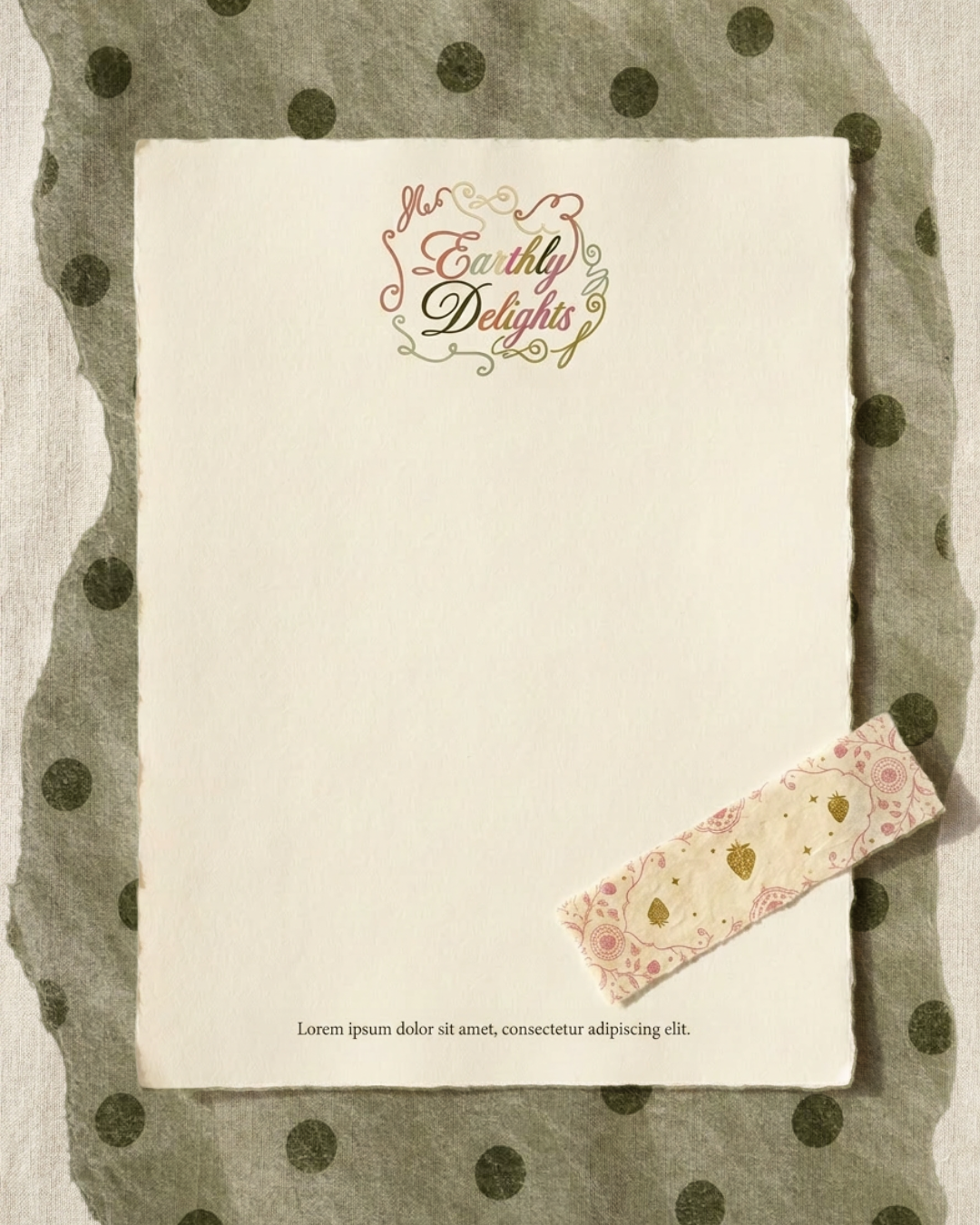 Earthly Delights letterhead and branded strip